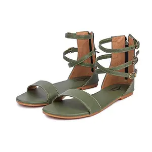 brauch Women's Olive High Multi Strap Sandals
