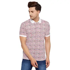 WILD WEST Mens Polo Neck Multicolour All Over Printed Half Sleeve Tshirt for Men (H)
