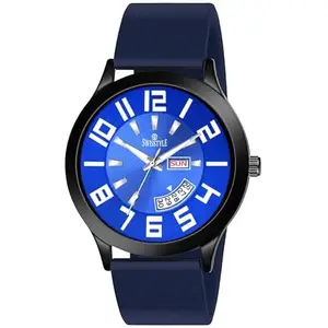 SWISSTYLE Soft Silicone Day Date Display Analog Watch for Men (Blue)