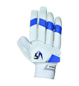 VS SPORTS Professional Cricket Batting Gloves, White and Blue, Padded Palm Protection Right Hand