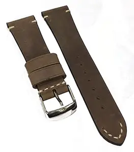 Ewatchaccessories 19mm Genuine Leather Watch Band Strap Fits ROADSTER 3312 Dark Brown Silver Buckle