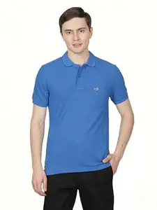 CROCODILE Men Solid Slim Fit Polo T-Shirt | Regular Length | Short Sleeve | Button Placket | Casual Knitted Topwear