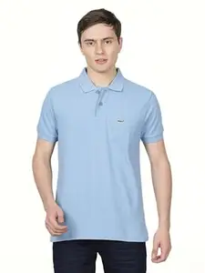 CROCODILE Men Solid Slim Fit Polo T-Shirt | Regular Length | Short Sleeve | Button Placket | Casual Knitted Topwear