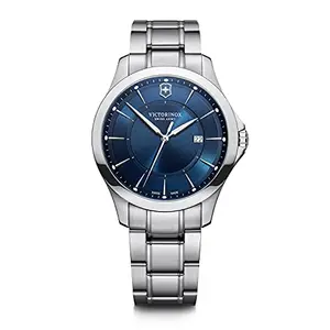 Victorinox Swiss Made Analog Watch for Men, Blue Dial with Stainless Steel Bracelet, Stylish Wrist Watch for Formal Wear, Alliance (40 mm)