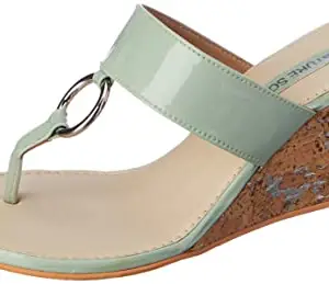Signature Sole Women's T-Strap Wedge Heels Sea Green Fashion Sandals - 5 UK (38 EU) (8 US) (SS2409_38)