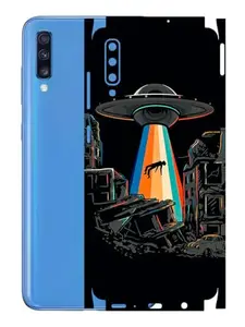 AtOdds - Samsung Galaxy A70 Mobile Back Skin Sticker - Lamination - Rear Screen Guard Protector Film Wrap (Coverage - Back+Camera+Sides) (Design - Alien Invade)