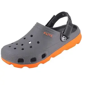 FLITE Clogs for Men || Daily Use Comfortable All Day wear Slippers for Boys (Grey, 6)