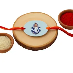 Raavi colors Bhagwan Ganpati Rakhi charms new born small for brother girl dhaga