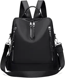 floki Women's Fashion Backpack Purses Design Handbags and Shoulder Bag PU Leather Travel bag Girl's Travel Casual Collage Backpack (r black)