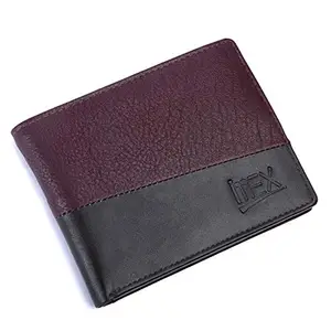 iMex Men's Dual Tone Premium Finish Genuine Leather Wallet (Maroonish Brown)