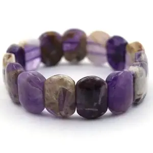 LKBEADS Natural Amethyst 18x14mm Oval Shape Smooth Cut Beads 7 inch Stretchable Bracelet for Men & Women|STBR_RR_00347_70