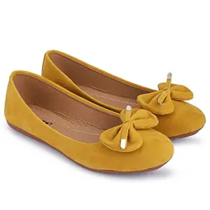 SKOLL Casual Stylish Comfortable Flat Bellies Shoes for Women and Grils Daily Use Wear. Yellow