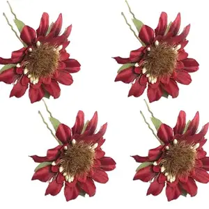 ™ Set Of 4 Pcs Flower Style Hair Juda Pins For Hair Styling And Bun Decoration Accessories Pins Gajra for Women and Girls Color-Red (G1190738)(G1190738_207)