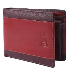 iMEX Men Formal Brown & Cherry Genuine Leather Wallet�