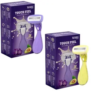 Trendler Touch Feel Razor, 3X Smoothness, Purple and Yellow