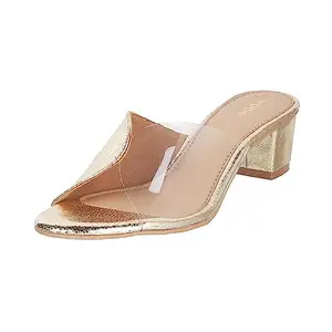 Mochi Women Gold Block Heel Fashion Sandal UK/2.5 EU/35 (40-135)