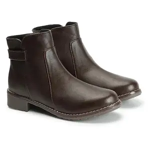 STRASSE PARIS Women's Ankle Length Boots | Faux Leather, Trendy, Comfortable, Zipper & Buckle Boots
