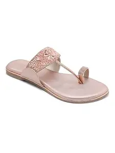 V-WALK Plus Size big foot size Toe-Ring Ethnic and Fashion Flat Sandals for Women
