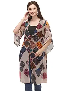 Fbella Women Chiffon Printed Shrug (X-Large) Multicolour