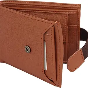 WILD EDGE Artificial Leather Men's Wallet - Tan Bi-fold Closure Formal Design Wallet for Men