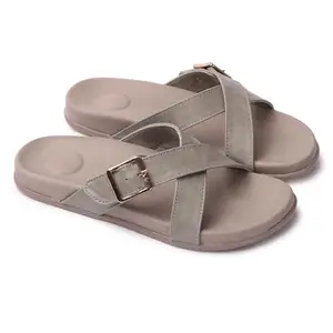 ELLE Women's Slider Sandal, Colour-Grey,Size-Uk 8