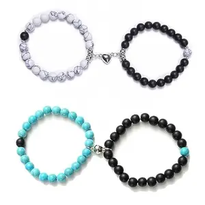Trendy Couple Bracelet For Women Men Beads Magnetic Couple Bracelets For Women Men Boys Girls Friendship Band Wrist wear Bracelet Set Pack of 2