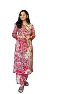 ZULIEVA Women Viscose Printed Straight Kurta Pant Set