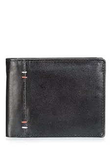 TEAKWOOD LEATHERS Teakwood Genuine Leather RFID Protected Two Fold Wallet for Men (Black)