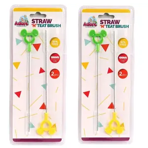 Adore Straw and Teath Cleaning Brush, Feeding Bottle Cleaner Brush (Cleaning Brush Kit) Pack of 2