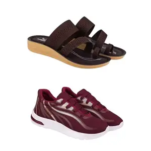 SPORTER Extra Soft Classic Casual wear with Flexibility Technology Heel Combo for Women's/Girl's(6141+2020)(6) Multicolor