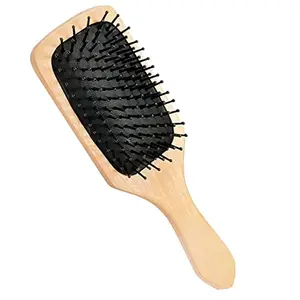 Tandem Wooden Paddle Hair Brush with Strong & flexible nylon bristles having Anti static ball tips,For Grooming, Straightening, Smoothing, Detangling Hair, ideal for Men, Women & Kids (Set Of 1)