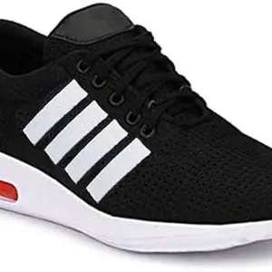 Amber Men's Sports Running and Walking, Comfortable Stylish Sports Shoes for Men Lace-Up Trendy Shoes for Men (Black, 9)