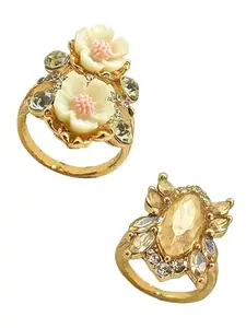 Femmibella Black Squared Ring Adjustable Ring For Women and Girls