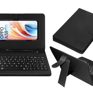ACM Keyboard Case Compatible with Oppo A38 Mobile Flip Cover Stand Direct Plug & Play Device for Study & Gaming Black