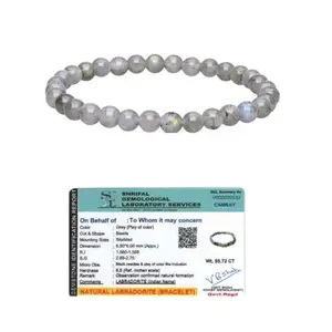 Astrogem Crystal Agate Lab Certified Natural Labradorite Crystal Bracelet For Third Eye Chakra, Protection, Manifestation & Meditation (6 MM Women Men)