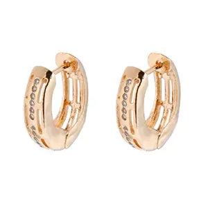 Shining Diva Fashion 18k Rose Gold Plated Latest Fancy Stylish Crystal Bali Earrings for Women and Girls (13746er)