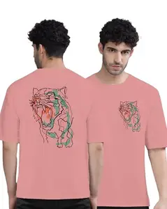 AUSK Mens T-Shirts || Oversized Printed T Shirts for Men Peach