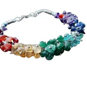 STONE GEMS GALLERY Attractive Look 7 Chakra Chips Bracelet With Clasp Breselt For Women Men Amazing Seven Color Bracelet Pulsera வளையல் गर्ल्स ब्रासलेट Vaḷaiyal