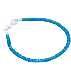 LKBEADS Silver Plated Bracelet with Blue Faceted Neon Blue Apatite Beads – Rondelle 3mm – 7 inch Adjustable – For Men & Women|LK_STACK_05151