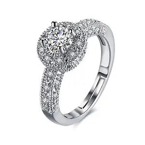Jewels Galaxy Mesmerizing Zircon Studded Silver Plated Swanky Ring for Women/Girls (Free Size) (SMNJG-RNG-5174)