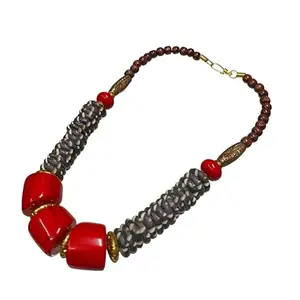 Tae Handmade Tibetan Tribal Fashion Choker Necklace (Red/Gold/Black)