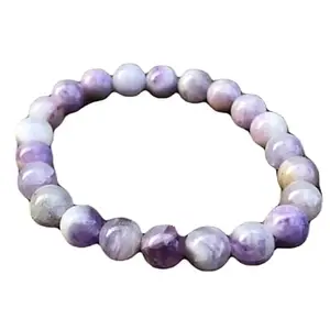 RRJEWELZ Natural Cape Amethyst 10mm Round Shape Smooth Cut Beads Stretchable Bracelet for Men & Women.|STBR_RR_02490_7.5