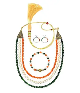 AV Fashion India - Traditional Tricolour Multi Layered Necklace Set for Women and Girls Fashion Jewellery