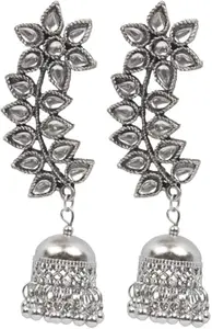 Leaf Shape SOxidized Traditional Dangle Floral Stud Earrings Sterling SJhumki Earring RS_0_Kr-Earingset-88