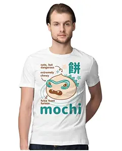 ALLEN BLACK Men's Regular Fit T-Shirt Mochi Monster - Japanese Rice Cake Dessert 100% Cotton T-Shirt White_MOCHMONMEN-White 3XL Men Round_
