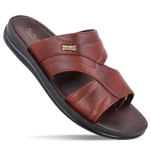 WALKAROO Men's Slip On Comfort Office Sandals - WE1371 Tan