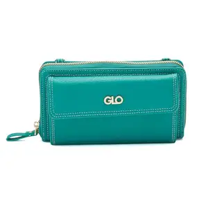 Globus Women Green Textured Zip Around Wallet-3638624001