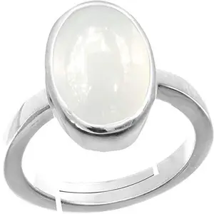 PRAJAPATI GEMS LMDPRAJAPATIS PRAJAPATI GEMS 8.25 Ratti / 7.42 Carat Natural Moonstone Stone Silver Adjustable Ring Exclusive Precious Gemstone Unheated and Untreated Gems for Astrological Purpose