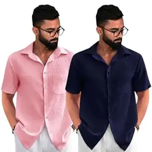 Pinkmint Men Cotton Shirt | Casual Shirt | Stylish| Textur| Regular Fit | Solid Slim | Popcorn style