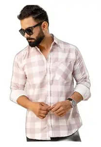 Men's Slim Fit Cotton Casual Shirt (PK19SH1495P-XL) Pink